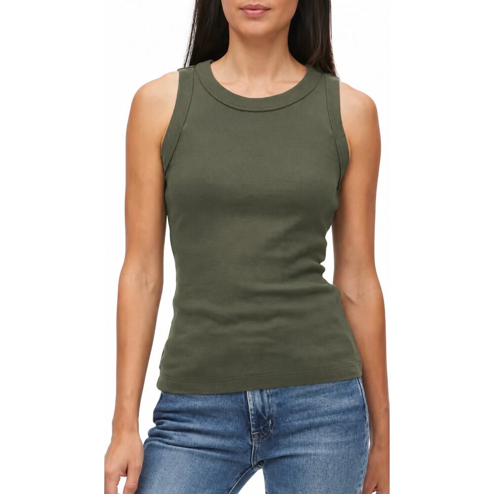 Michael Stars Paloma Wide Binding Tank Olive Green OS NWT